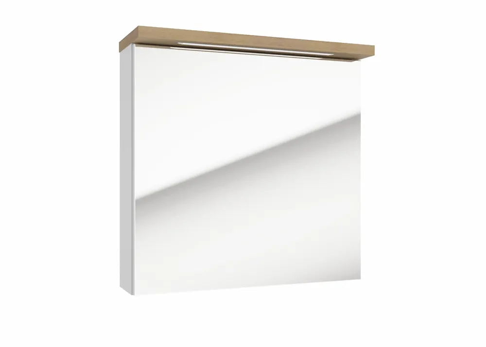 Armoire de toilette avec miroir, éclairage LED et prise 220V, 60x60x20 cm blanc, SAT Stilla (STILLAE06017)