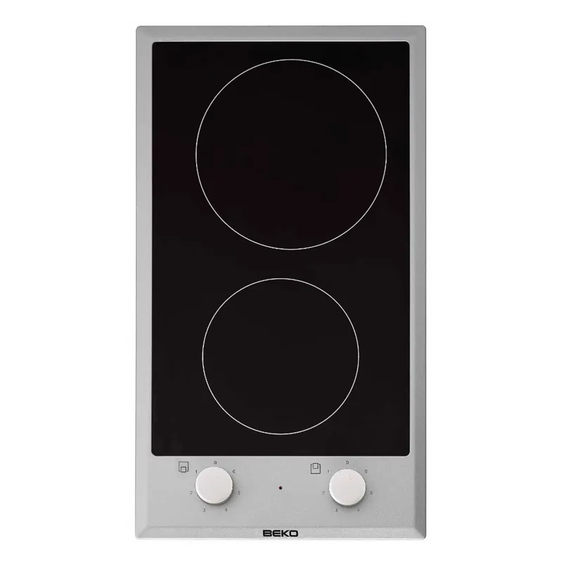 Plaque vitrocéramique 2 foyers, 30 cm, 6 niveaux de puissance, cadre inox (HDCC32200X)