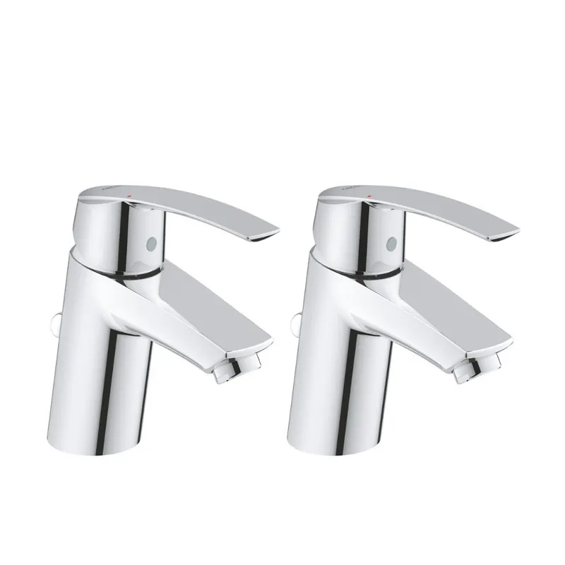 Lot de 2 Mitigeurs monocommande lavabo taille S avec Limiteur de température, Chrome (23918000-DUO)