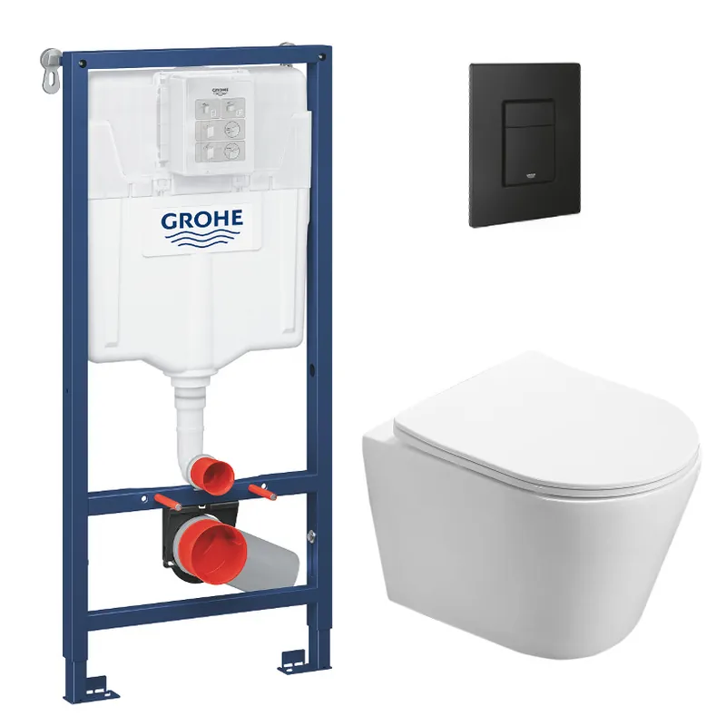 Pack WC Rapid SL + WC Swiss Aqua Technologies Infinitio sans bride + Plaque de commande noir mat (RapidSL-Infinitio-KF0)