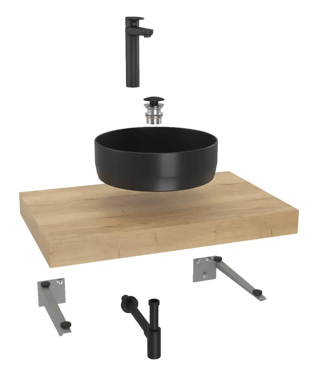 Ensemble de salle de bain Hansgrohe avec Dolce 80x8x50 cm chêne halifax KSETDO10