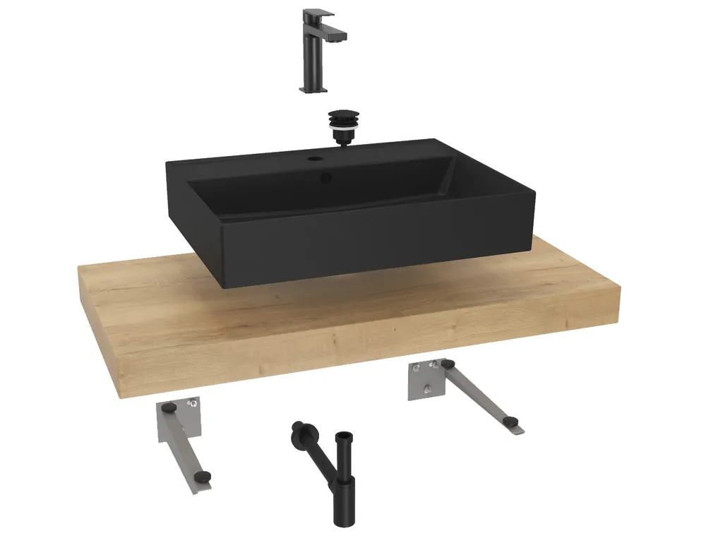 Ensemble de salle de bain SAT avec plaque sous lavabo Dolce 100x8x50 cm chêne halifax KSETDO15