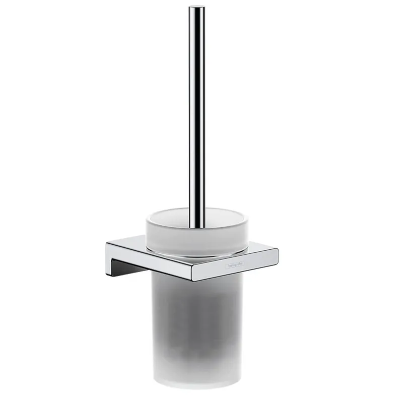 AddStoris Porte-brosse WC mural en verre mat, brosse incluse,Chrome (41752000)