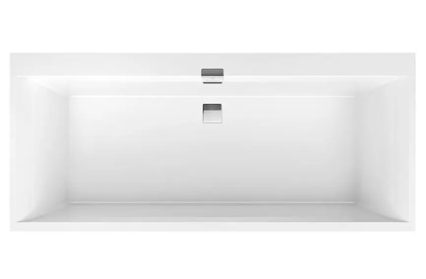Baignoire rectangulaire Squaro 180x80 cm marbre coulé, sans pieds, blanc (UBQ180SQE2DV-01)