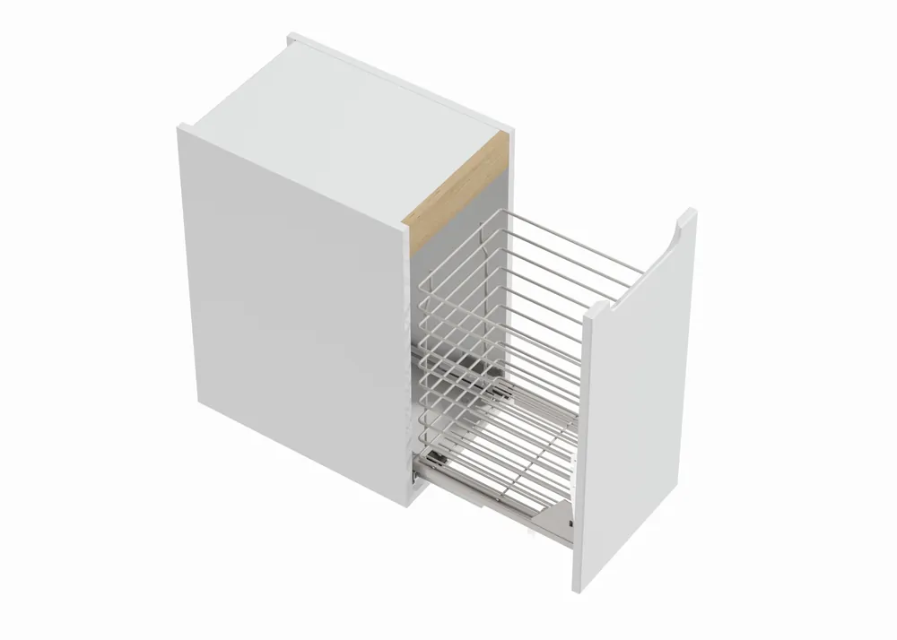 Meuble vertical de salle de bain bas avec panier à linge, Stilla 30x60x45 cm blanc brillant (STILLAA03001KOS)