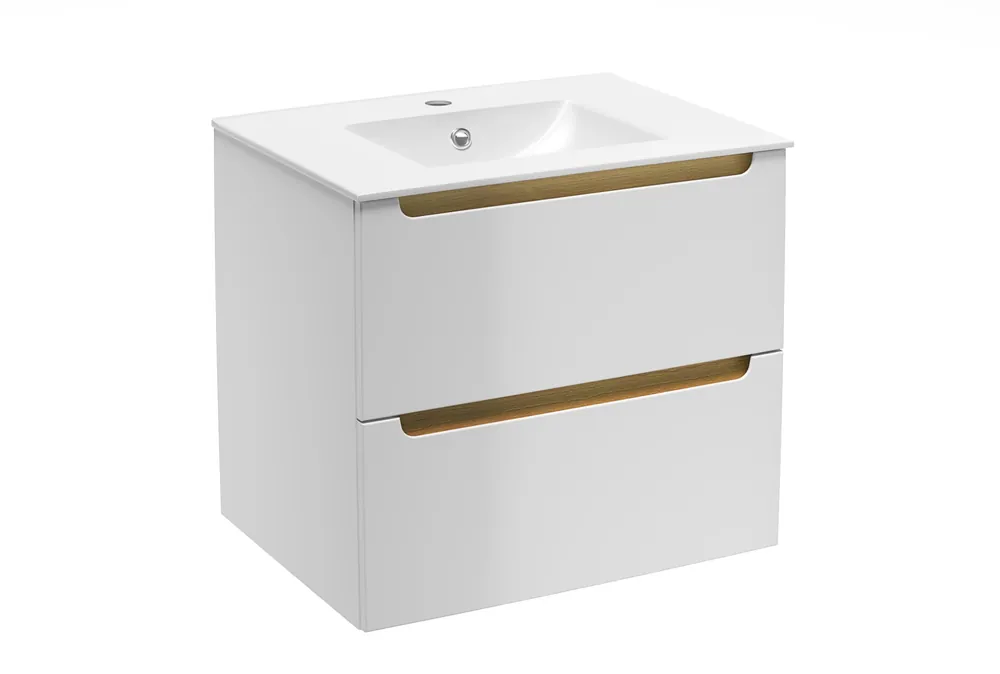 Meuble de salle de bain à assembler, avec vasque, Naturel Stilla 60x60x45 cm blanc (STILLAD06056U1)