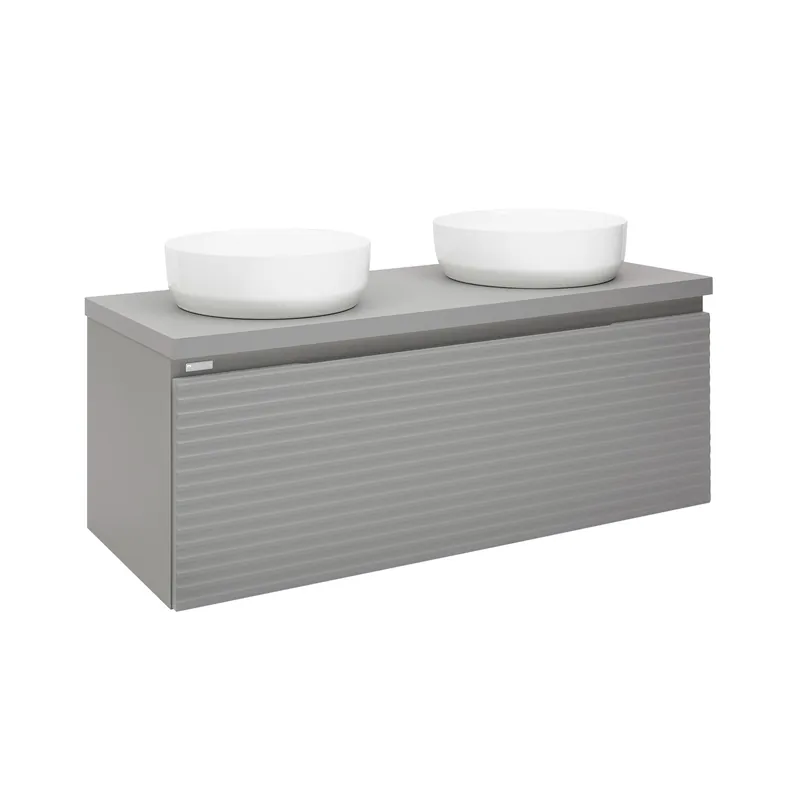 Meuble sous lavabo strié pour salle de bain Naturel Savona 118x43x44,8 cm gris mat (SAVONA120GMD)