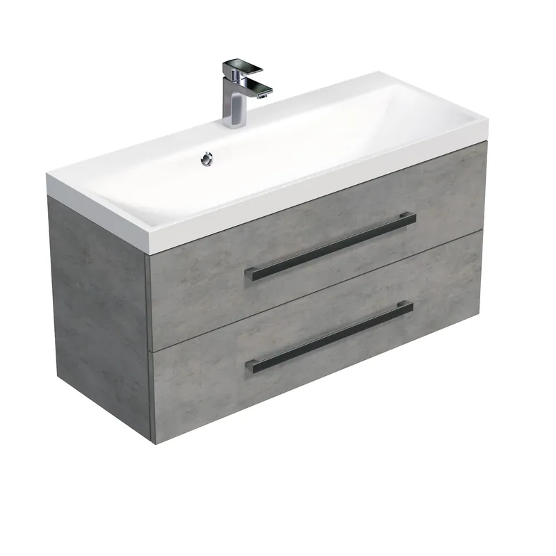 Meuble de salle de bain avec vasque Naturel Cube Way 100x53x40 cm béton (CUBE2100ZBE)