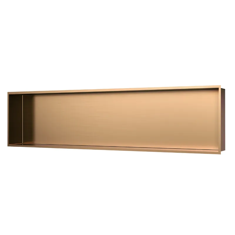 Aurum Niche de Douche à encastrer, Acier Inoxydable 304, 120x28x10cm, Cuivre brossé PVD (SATAURN12128BRG)