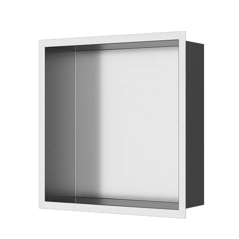 Aurum Niche de Douche à encastrer, Acier Inoxydable 304, 30x30x10cm, Chrome brossé (SATAURN3030BS)