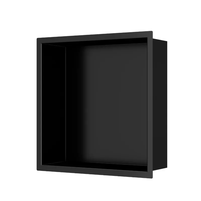 Aurum Niche de Douche à encastrer, Acier Inoxydable 304, 30x30x10cm, Noir mat (SATAURN3030MB)