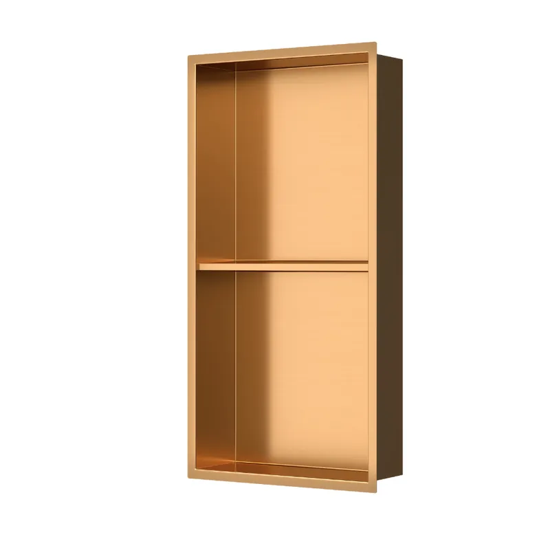 Aurum Niche de Douche à encastrer, Acier Inoxydable 304, 2 étagères, 60x30x10cm, Cuivre brossé PVD (SATAURN6030SBRG)