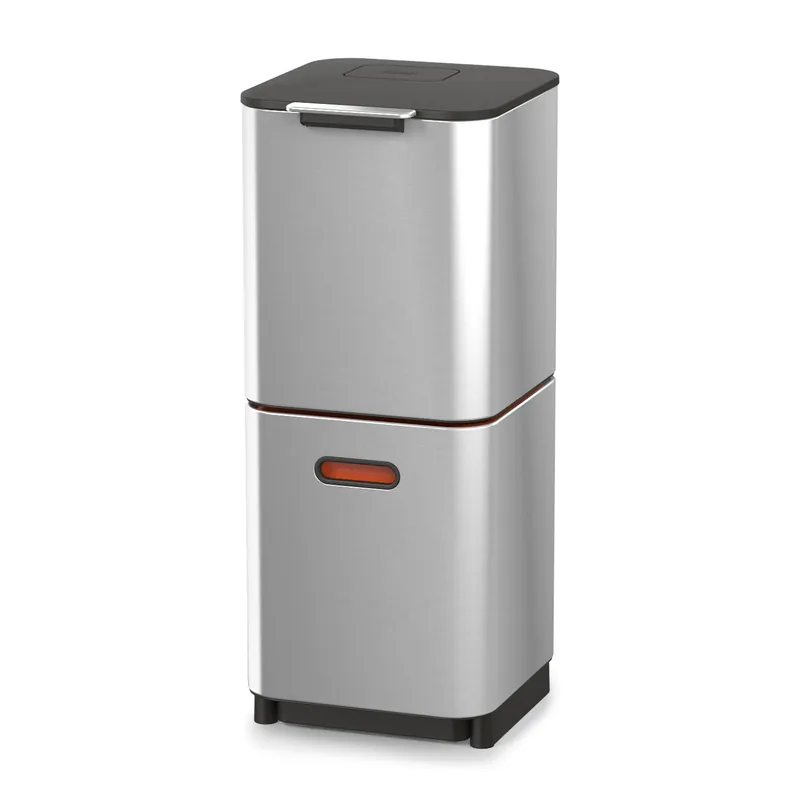 Totem Compacte poubelle avec séparation des déchets et recyclage, 40 litres, filtre à charbon actif, acier inoxydable (30063)