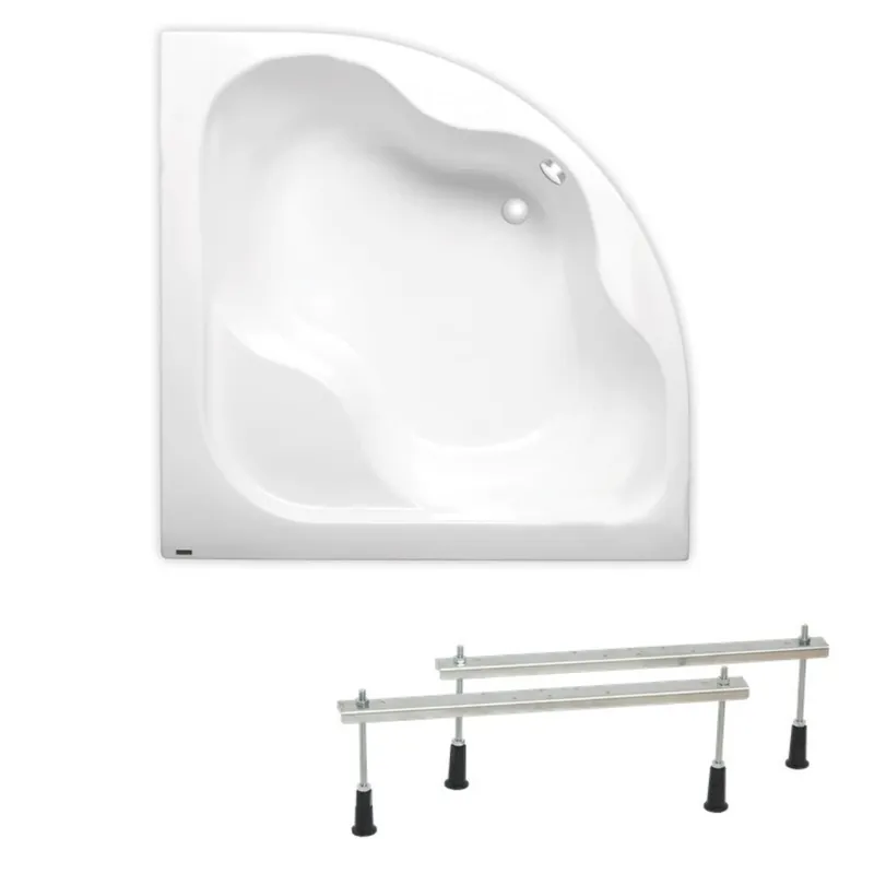 150 x 150 cm Synthia Plus baignoire d‘angle avec pieds, Acrylique, Gauche et Droite, Blanc (SY1500PLUS-SET)