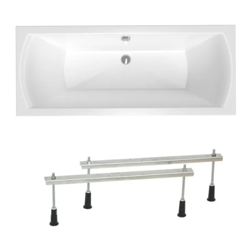 170 x 70 cm Cube Way Plus baignoire rectangulaire avec pieds, Acrylique, Gauche et Droite, Blanc (CUB1700PLUS-SET)