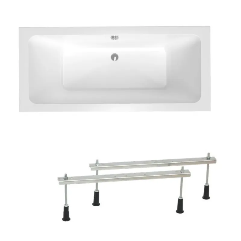 160x75 cm Nora Plus baignoire rectangulaire, acrylique, gauche et droite, blanc (NO1600PLUS-SET)