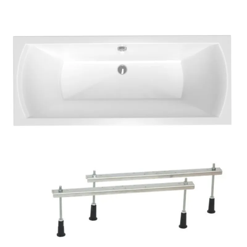 160x70 cm Cube Way Plus baignoire rectangulaire avec pieds, Acrylique, Gauche et Droite, Blanc (CUB1600PLUS-SET)