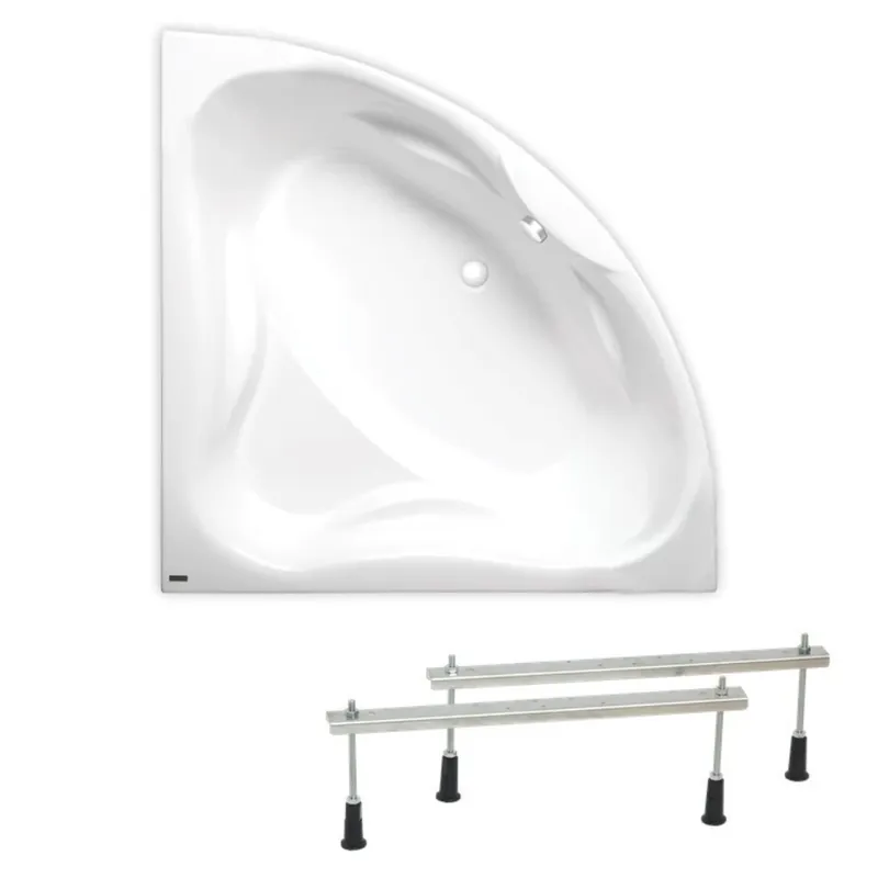 140x140 cm Cornelia baignoire d‘angle avec pieds, Acrylique, Gauche et Droite, Blanc (CO1400NEW-SET)