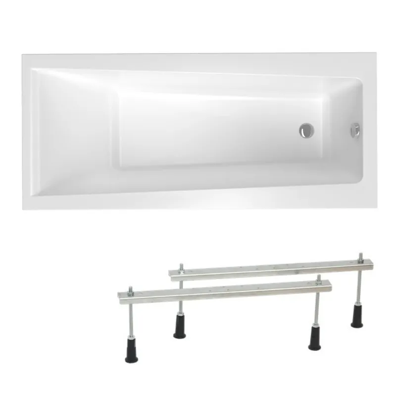 160x75 cm Idea Plus baignoire rectangulaire avec pieds, Acrylique, Gauche et Droite, Blanc (ID1600PLUS-SET)