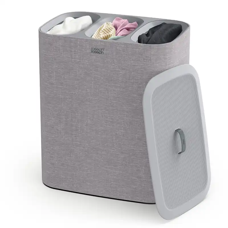 Tota Trio 90 L (3x30 L), panier de séparation du linge, 3 sacs en toile lavable en machine, gris (50024)