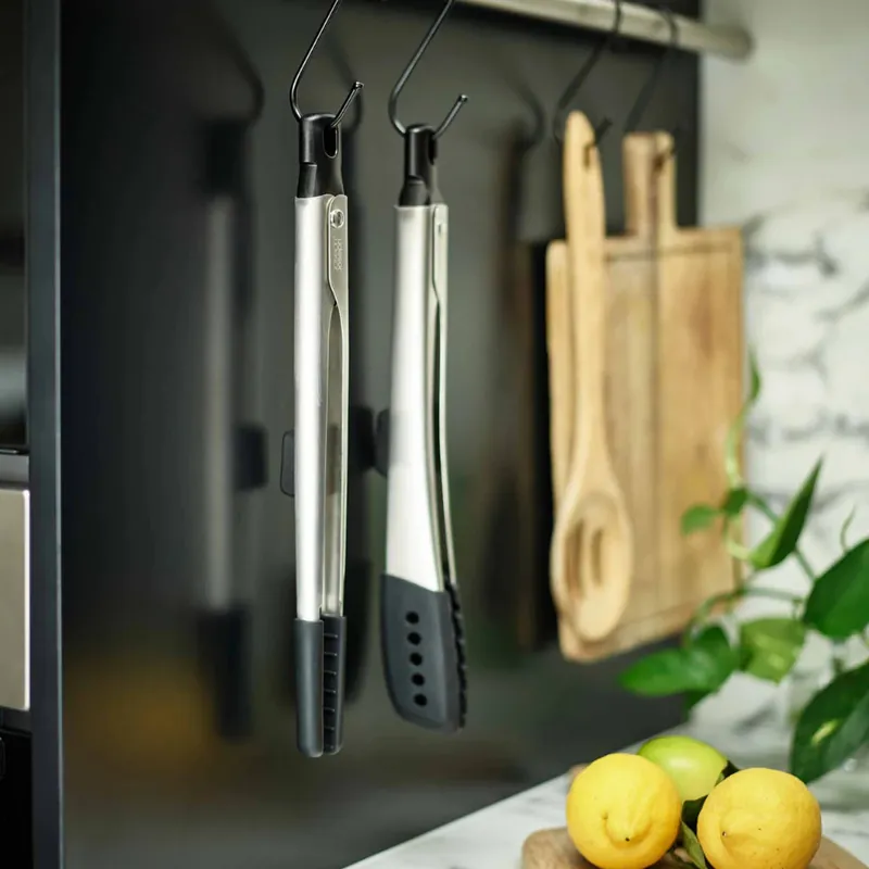 Elevate™ Fusion ensemble de 2 pinces en acier inoxydable et silicone avec porte-outils intégré, gris (10573)