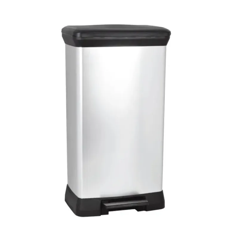 Deco bin 50L Poubelle à pédale, 39 x 29 x 73 cm, Argent (187177)