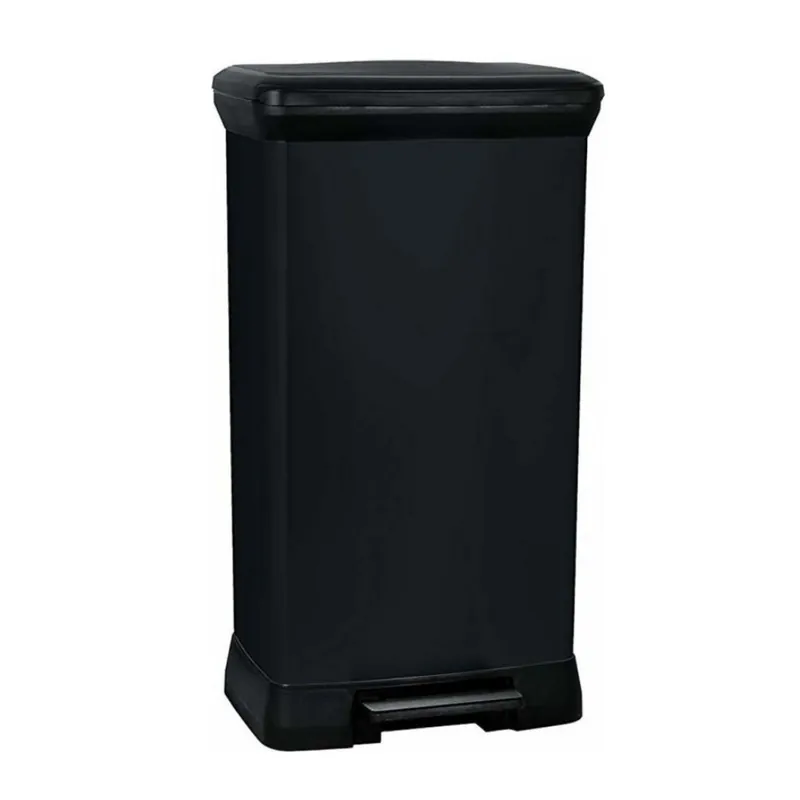 Deco bin 50L Poubelle à pédale, 39 x 29 x 73 cm, Noir (187178)