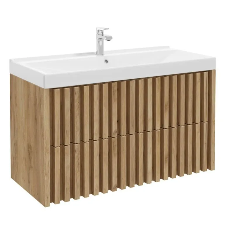 Meuble de salle de bain avec lavabo SAT Delano 100x56x46 cm chêne mat (DELANO100ZDUM)