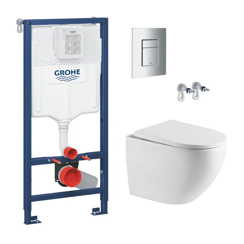 Pack WC Rapid SL + WC SAT sans bride Vortex + Abattant softclose + Plaque Chrome