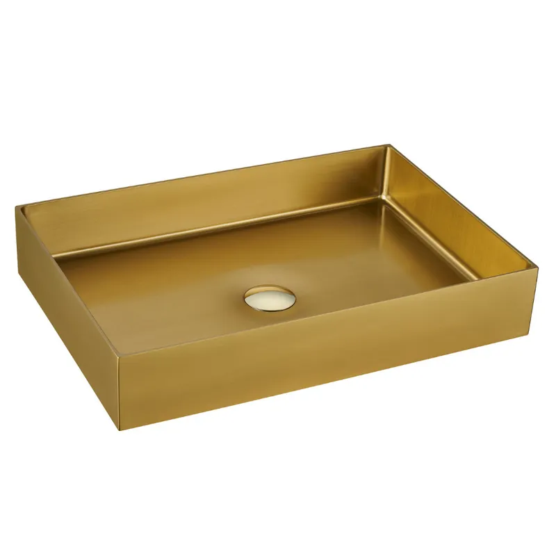 Vasque à poser, 38x55x10 cm, en inox Gold brossé (SATAUR5538BG)