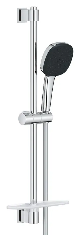 Barre douche 60cm-2 jets-11x11cm-Porte savon