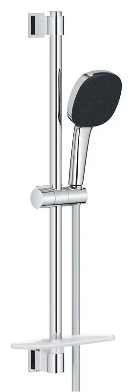Barre douche 60 cm-3 jet-11x11cm-Carré-Porte savon