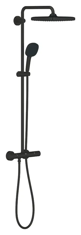 Colonne douche Thermostatique-1+2 jets-25x25cm-Noir