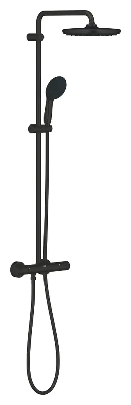 Colonne douche Thermostatique-1+2 jets-Ø25cm-Noir