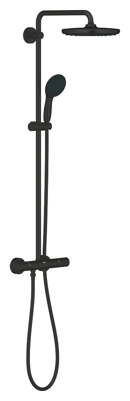Colonne douche Thermostatique-1+2 jets-Ø25cm-Noir