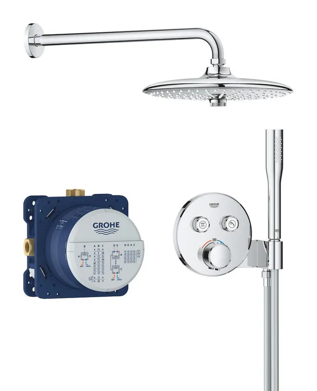 Pack encastré 3 jets tête ronde Ø 26 cm