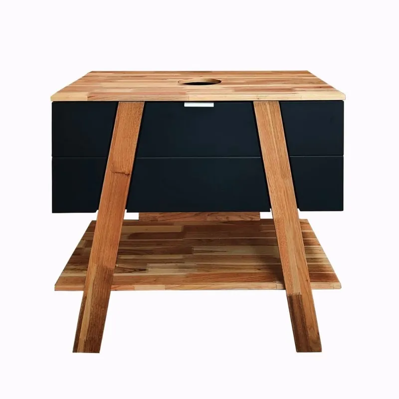 Meuble de salle de bain sous lavabo Naturel Home 80x73x46 cm, noir (HOMEUMDC)