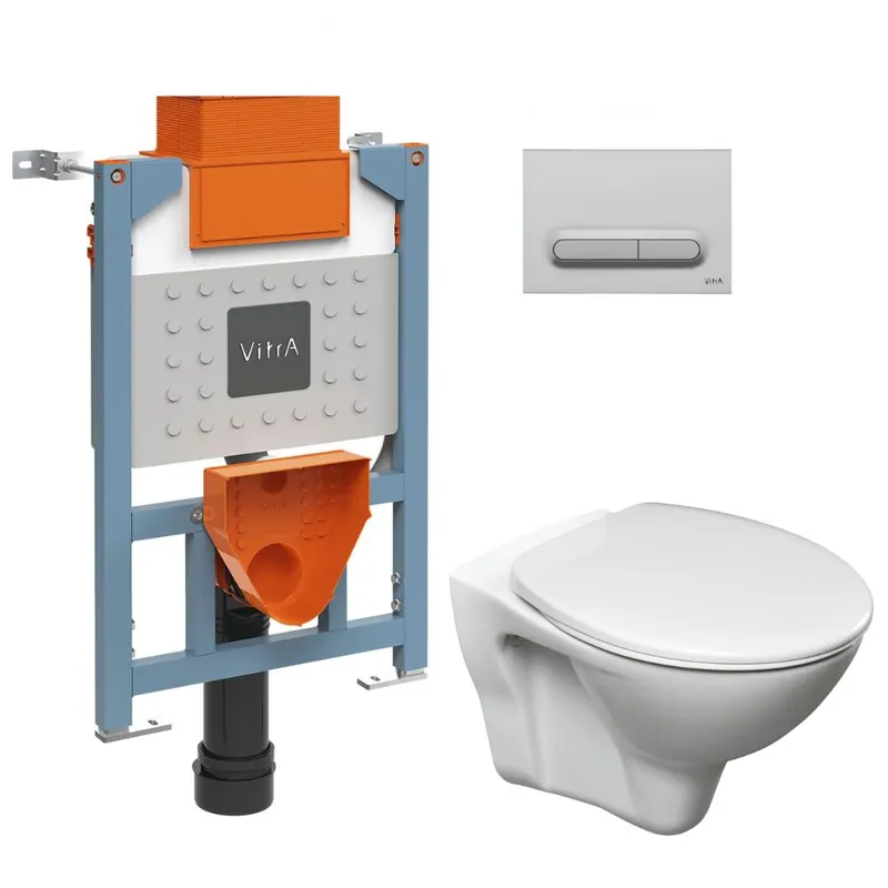 Bâti support 82cm + WC suspendu Jika Neo + Abattant + Plaque Chrome mat (VUNI82S-LINEPRO-5)