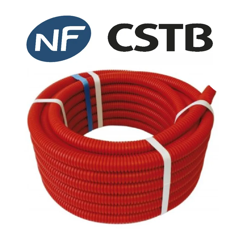 Tube Multicouche gainé rouge D16x2 en couronne de 50 mètres, certification NF-CSTB - ACS (MC16GR50-2)