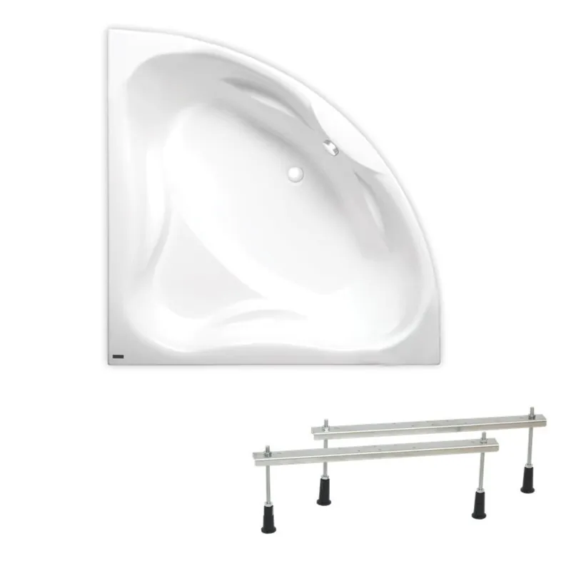 150x150 cm Royale baignoire d‘angle avec pieds, Acrylique, Gauche et Droite, Blanc (RO1500NEW-SET)
