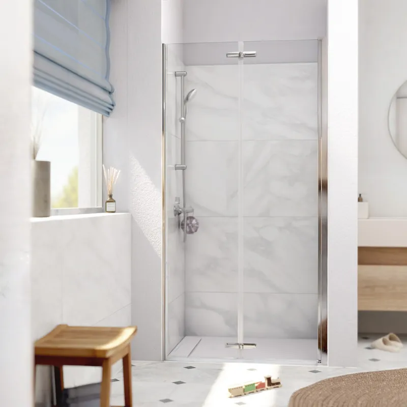 SK Porte de douche 90x196cm pliante anticalcaire avec profilé chrome brillant (SATSK90)