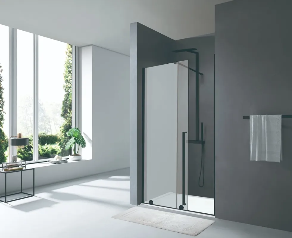 X-MOTION Porte de douche 200x110cm Coulissante, anticalcaire avec profilé noir mat (SATBWIXM110NIKAC)
