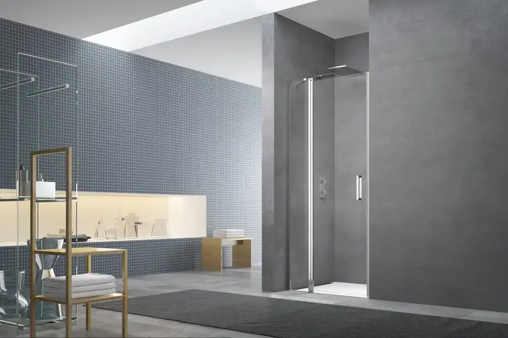 Fusion Porte de douche 100x195cm pivotante anticalcaire avec profilé chrome brillant (SATFUDP100NIKA-SET)