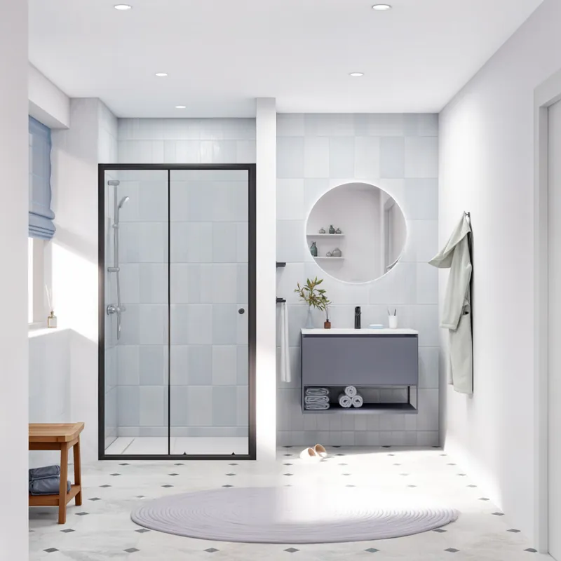 SAT PROJECT Porte de douche 110x185cm coulissante avec profilé noir mat (SATPROMUD110CT)