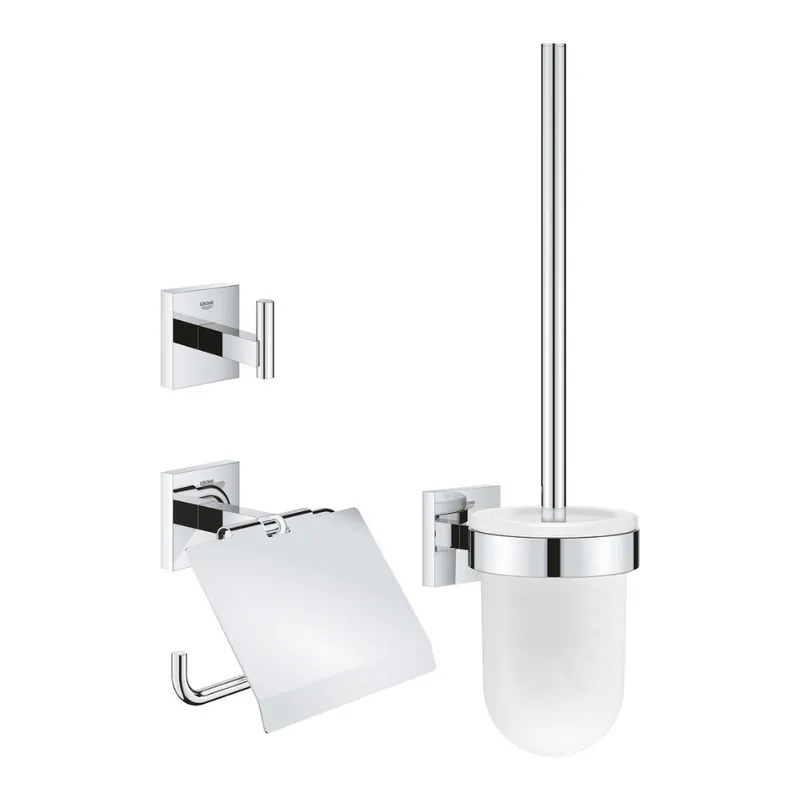 Start Cube Set d‘accessoires WC 3 en 1 avec fixations cachées, chrome (41123000)