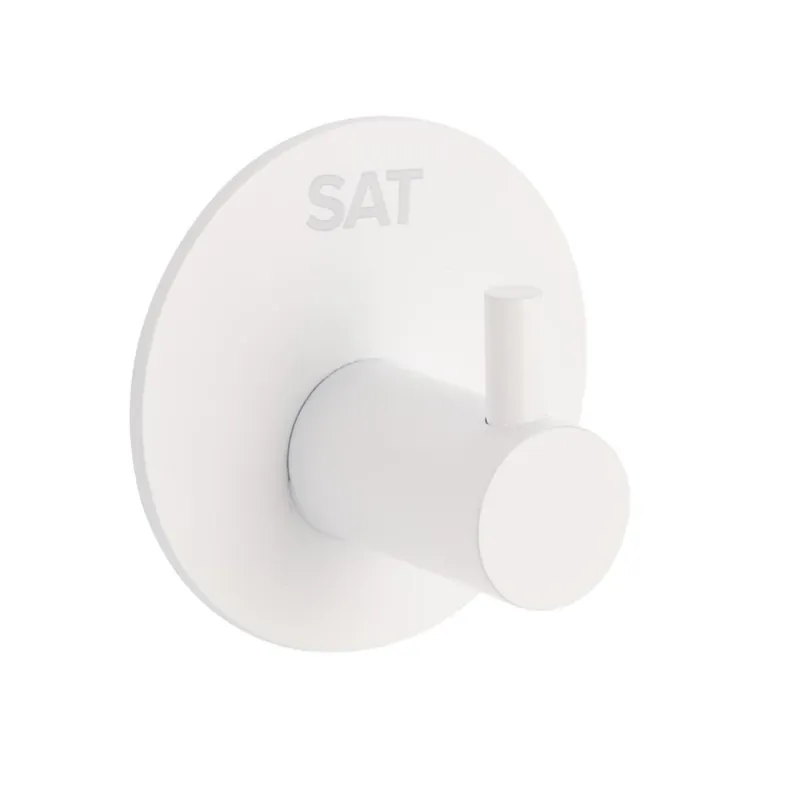 Patère murale adhésive en acier inoxydable, blanc mat (HACEKNALEP1KB)