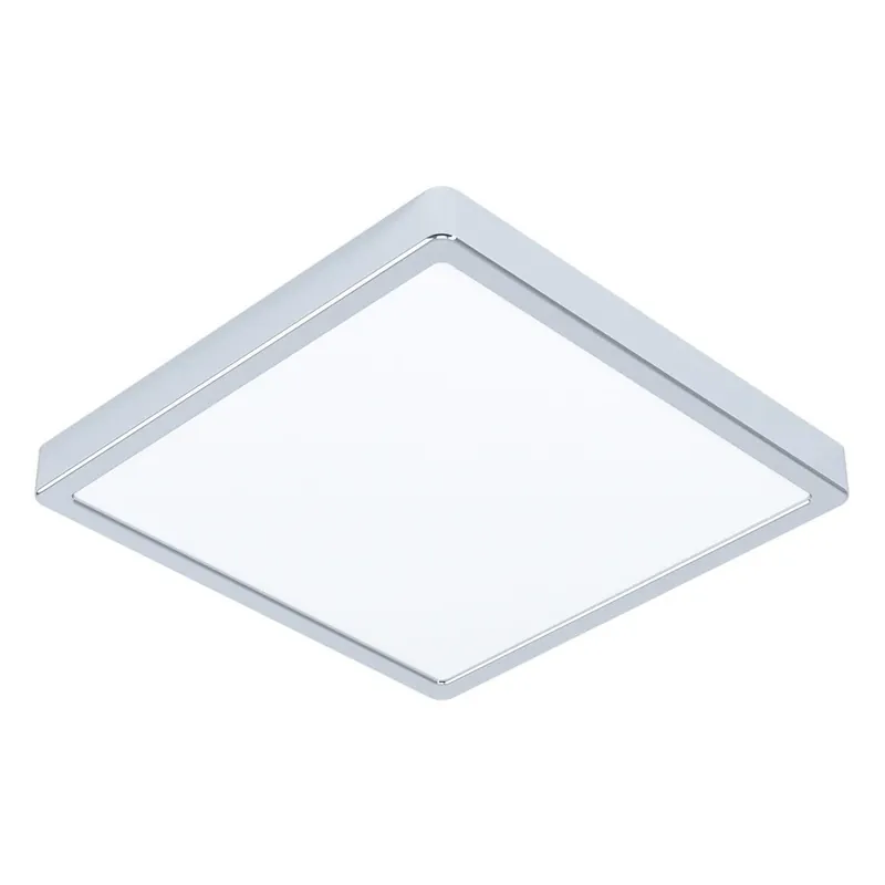 Eglo Fueva 5, Plafonnier LED avec protection IP44, pour salle de bain/cuisine/chambre, 28,5x28,5x3 cm, plastique, chrome (99269)