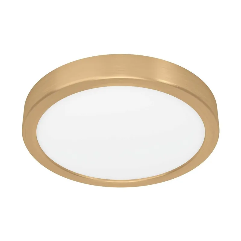 Eglo Fueva, Plafonnier LED avec protection IP20, idéal pour salon/cuisine/couloir/chambre, 21x3 cm, métal, couleur or (900181)