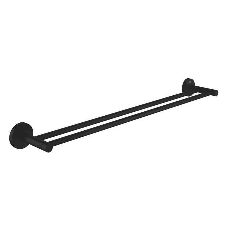 Start double barre porte serviettes en métal 65,4 cm et fixations cachées, noir mat (412032430)