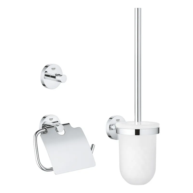 Start Set d‘accessoires WC 3 en 1 en verre avec fixations cachées, chrome (G41204000)